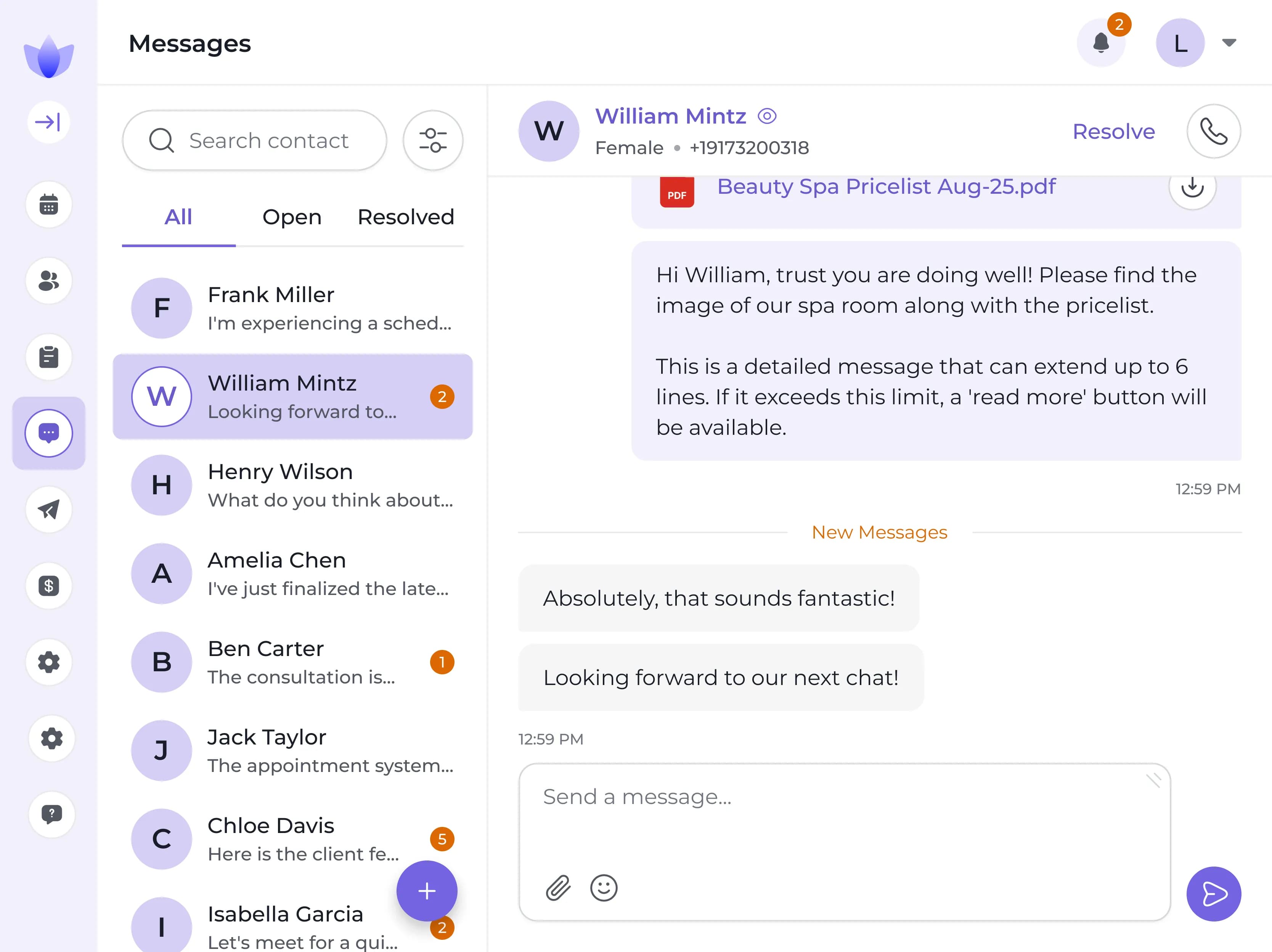 Client Communication screenshot